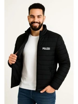 Erkek ikro u İtici Kapitone Baskılı Astarlı Fermuarlı Bomber ont  iyah