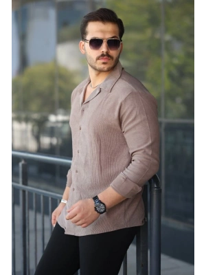 Erkek Kadife Dokulu Uzun Kollu Gömlek