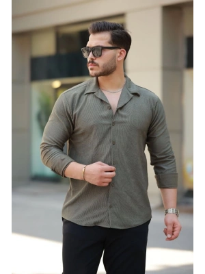 Erkek Kadife Dokulu Uzun Kollu Gömlek