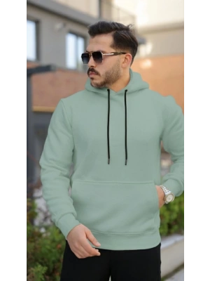Erkek Kapüşonlu Üç İplik Şardonlu Hoodie