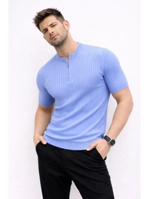 Erkek Kısa Kol Fitilli Triko Thirt Yazlık Hakim Yaka Tişört  Bebek avisi