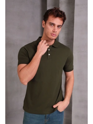 Erkek lim Fit Pamuklu Yumuşak Doku Nefes Alan Kumaş Yakalı Tişört