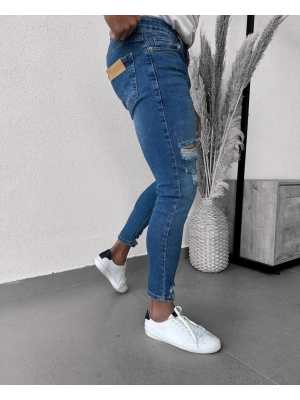 Erkek Mavi Yıkama Detaylı Skinny Jean