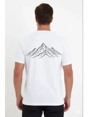 Erkek Nihilist Penguen Özel Tasarım Oversize Bisiklet Yaka Tişört  Beyaz