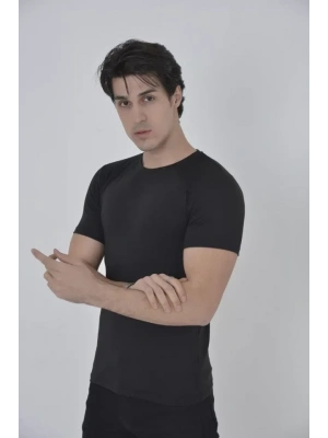 Erkek Omuz Fileli lim Fit Tshirt  iyah