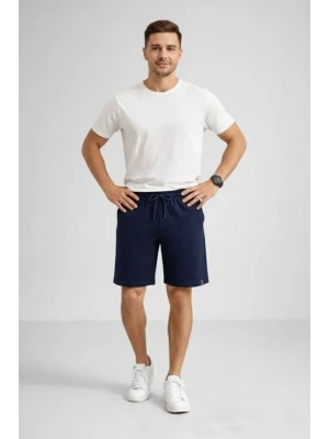 Erkek Otoban Dokuma Şort Beli astikli Bağcıklı, Cepli, Rahat Kesim Günlük Yazlık Şort  acivert