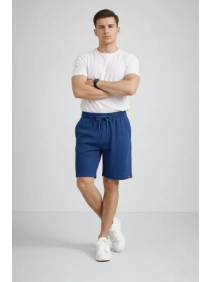 Erkek Otoban Dokuma Şort Beli astikli Bağcıklı, Cepli, Rahat Kesim Günlük Yazlık Şort  İndigo