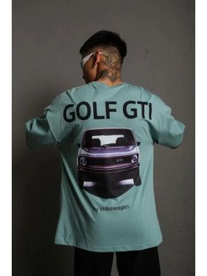 Erkek Oversize Baskılı Tişört – Golf GTI Retro Araba Desenli, Ön  Arka Dijital Baskı, okak odası til  int Yeşili