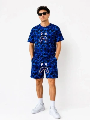 Erkek Oversize Kalıp Pubg Bape X hark Nakışlı Cepli Şort Takım  avi