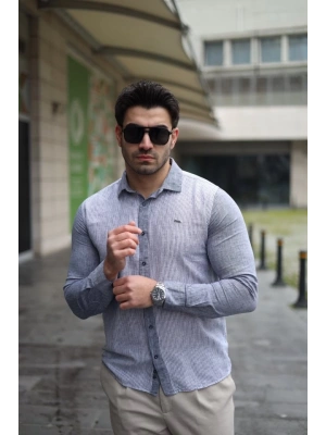 Erkek Pamuklu Keten Kumaş Gömlek