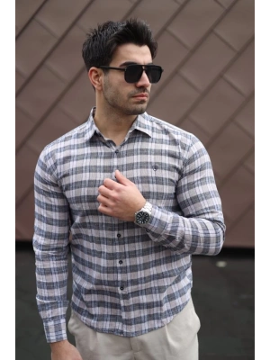 Erkek Pamuklu Keten Kumaş Gömlek