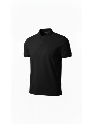 Erkek Pike Kumaş Düğmeli Yaka Regular Fit Günlük Kısa Kol Tişört Tshirt  iyah