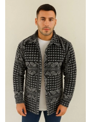 Erkek Polar Fermuarlı weatshirt – Kapüşonsuz, Cepli, Yumuşak Dokulu, Oversize Rahat Kalıp, Kışlık ıcak Tutan Fermuarlı Üst  iyah