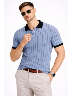 Erkek Polo Yaka Çizgili Tişört Kısa Kol Düğmeli Yazlık Thirt  Bebek avisi