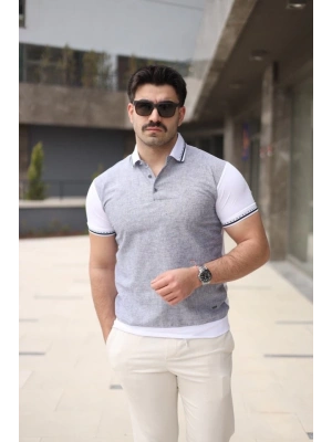 Erkek Polo Yaka Fermuar Detaylı Tişört