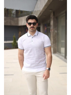 Erkek Polo Yaka Fermuar Detaylı Tişört