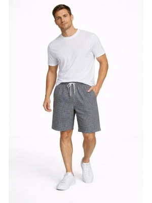 Erkek Pötikareli Şort – Beli astikli Bağcıklı, Cepli, Rahat Kesim Günlük Yazlık Şort  Füme