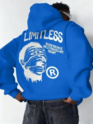 Erkek Premium Baskılı Kapşonlu weatshirt Üç İplik İçi Pamuklu Kanguru Cepli Double Oversize Rahat Kalıp Hoodie  aks avi