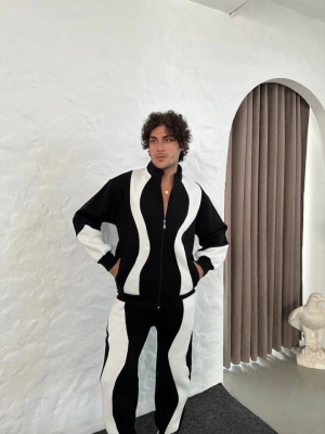 Erkek Premium Parçalı Eşofman Takım  Dik Yaka Fermuarlı weatshirt,  iyah