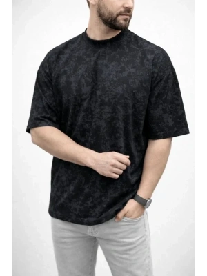 Erkek Premium Tişört OY Yumuşak Dokulu Yıkamalı Oversize Thirt  iyah