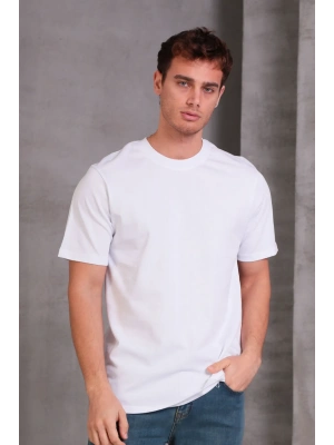 Erkek Relax Fit Bisiklet Yaka %100 Pamuk Rahat Kesim Basic Tişört