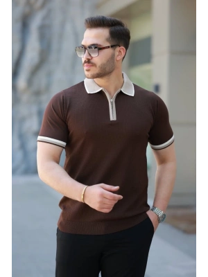 Erkek Renkli Yaka Kısa Kollu Tişört