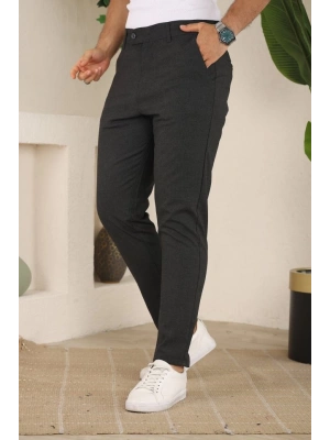 Erkek Slim Fit Likralı Bilek Boy Dilli Kumaş Pantolon
