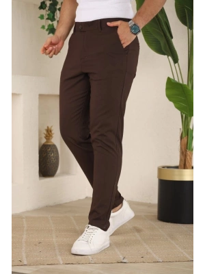 Erkek Slim Fit Likralı Bilek Boy Dilli Kumaş Pantolon
