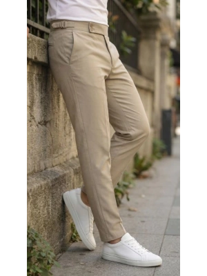 Erkek Toka Detaylı Oldmoney Kumaş Pantolon