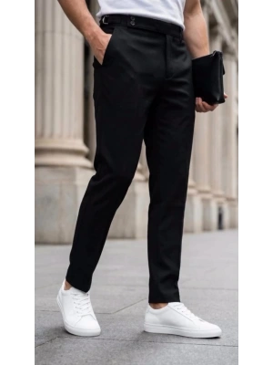 Erkek Toka Detaylı Oldmoney Kumaş Pantolon