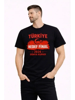 Erkek TÜRKİYE Baskılı Tişört Ay Yıldız 2026 Dünya Kupası Taraftar Forma Thirt  iyah