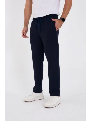 Erkek Üç İplik Basic Eşofman Boru Paça İpli Pantolon  Lacivert