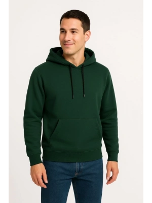 Erkek Üç İplik Kapüşonlu Kanguru Cepli weathirt Hoodie  Haki
