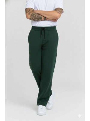 Erkek Üç Iplik Kışlık Pamuklu Ovarsize Bağcıklı Düz Paça Cepli Eşofman Altı por Rahat odel  Haki