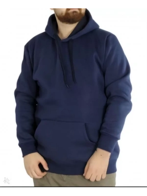 Erkek Uzun Kol Kapşonlu Basic weatshirt Hoodie  acivert