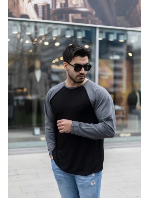 Erkek Uzun Kollu Bisiklet Yaka Viskon Iki Iplik Bluz