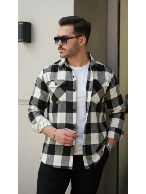 Erkek Uzun Kollu Oduncu Gömlek  Siyah