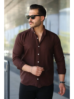 Erkek Uzun Kollu Regular Sofya Keten Gömlek