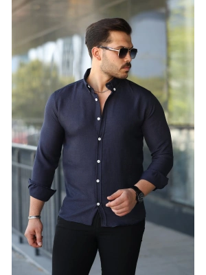 Erkek Uzun Kollu Regular ofya Keten Gömlek