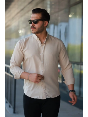 Erkek Uzun Kollu Regular ofya Keten Gömlek