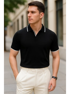 Erkek Uzun Kollu Yakalı Triko Tişört