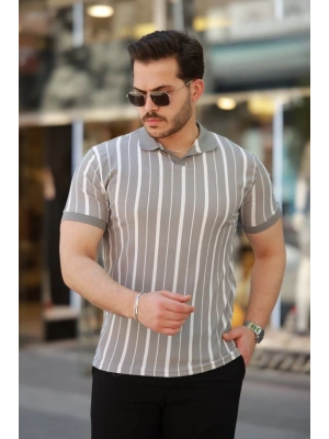 Erkek Yakalı örme Kumaş Kısa Kollu Tshirt