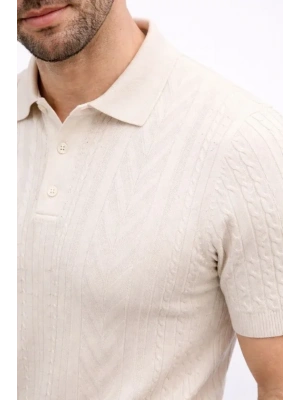 Erkek Yazlık Triko Tişört Kısa Kol Polo Yaka Düğmeli Thirt  Krem