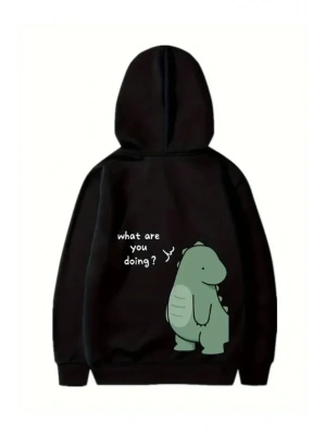 evgililer Günü Baskılı Oversize Kapüşonlu weatshirt Hoodie  iyah