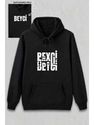 evgililer Günü Beyci Hediye Baskılı Oversize Kapüşonlu weatshirt  iyah