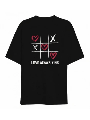 evgililer Günü İçin Özel Tasarım ove Always Wıns Baskılı Tshirt  iyah