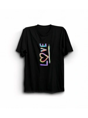evgililer Günü İçin Özel Tasarım ove Baskılı Tshirt  iyah