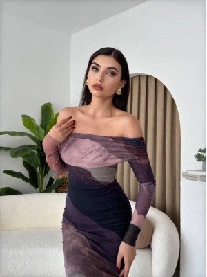 evilla Madonna Yaka Tül Elbise