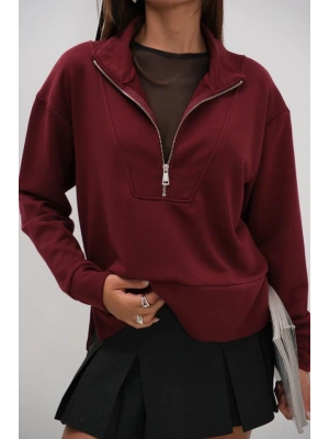 Fermuar Ve Dikiş Detaylı weatshirt