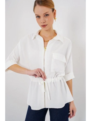 Fermuarlı Gömlek 0721  Beyaz
